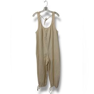 Urban Outfitters Palmer Jumpsuit M Ivory Linen Wide Leg Resort Summer Chic